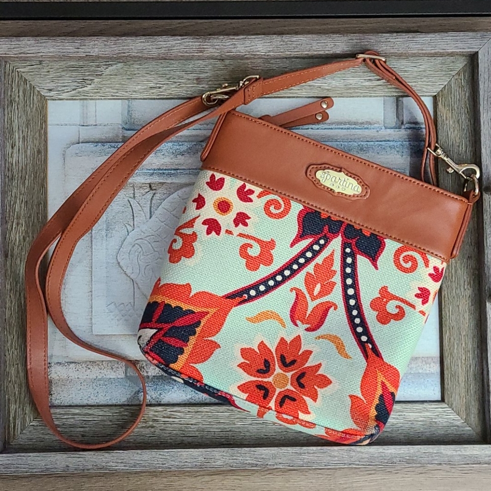 Spartina 449 Leather and Canvas Crossbody Bag